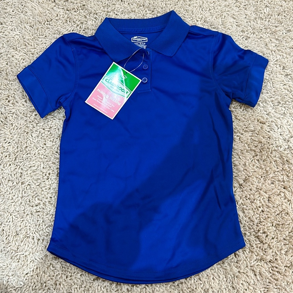 Classroom uniforms blue shirt.